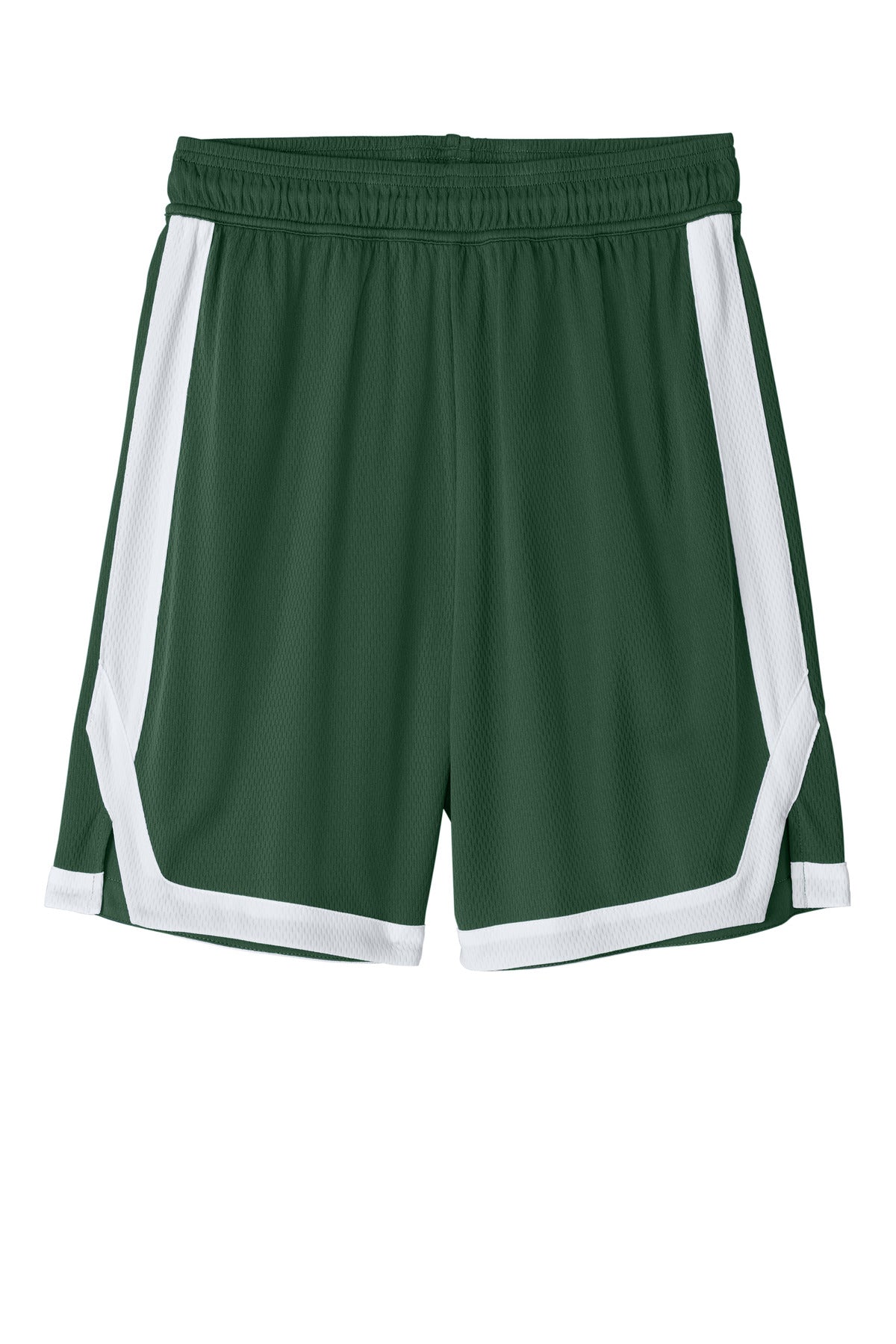 Front View of FrGn/White Sport-Tek Rival Basketball 7"Short ST901