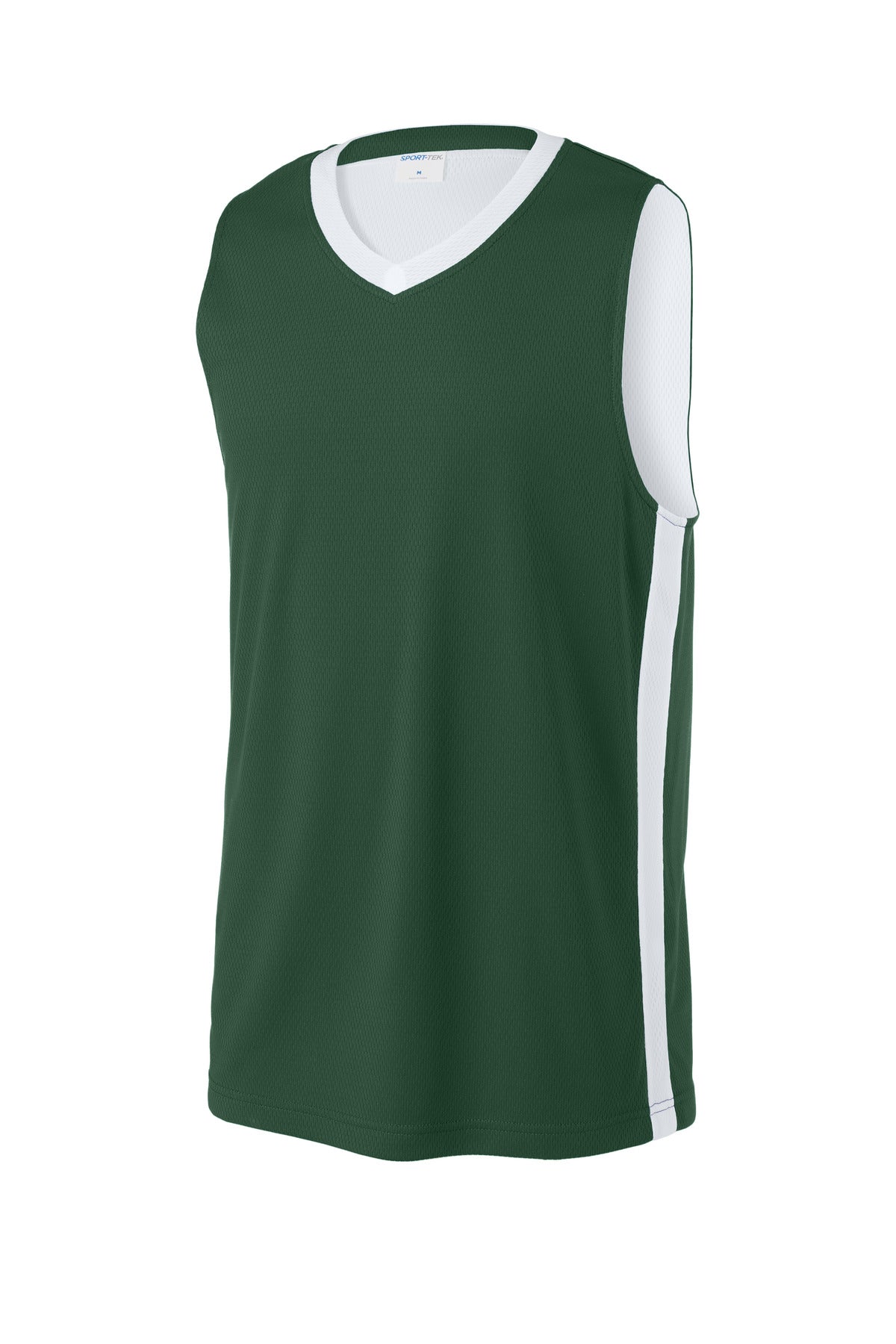 Front View of FrGn/White Sport-Tek Rival Basketball Rev Jersey ST900