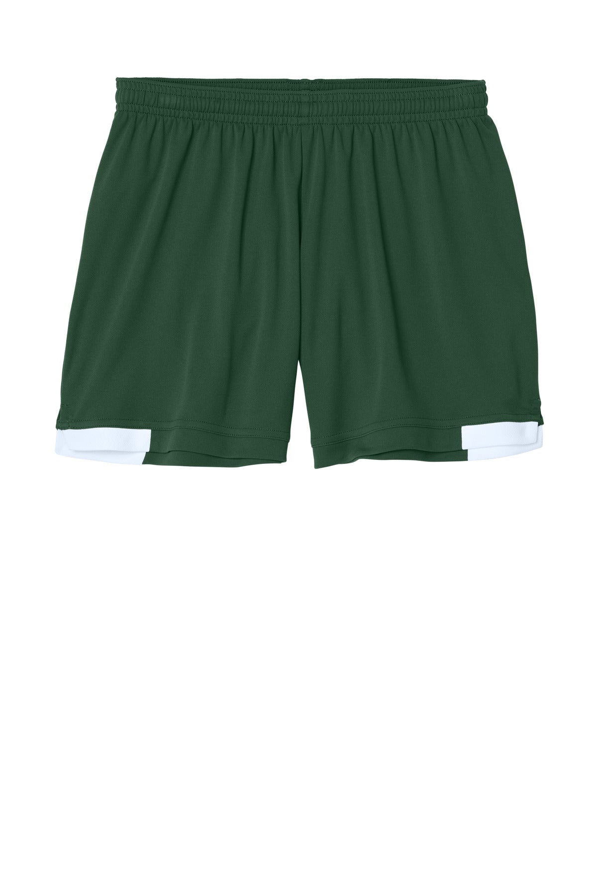 Front View of FrGn/White Sport-Tek Women's Club 5" Short LST442