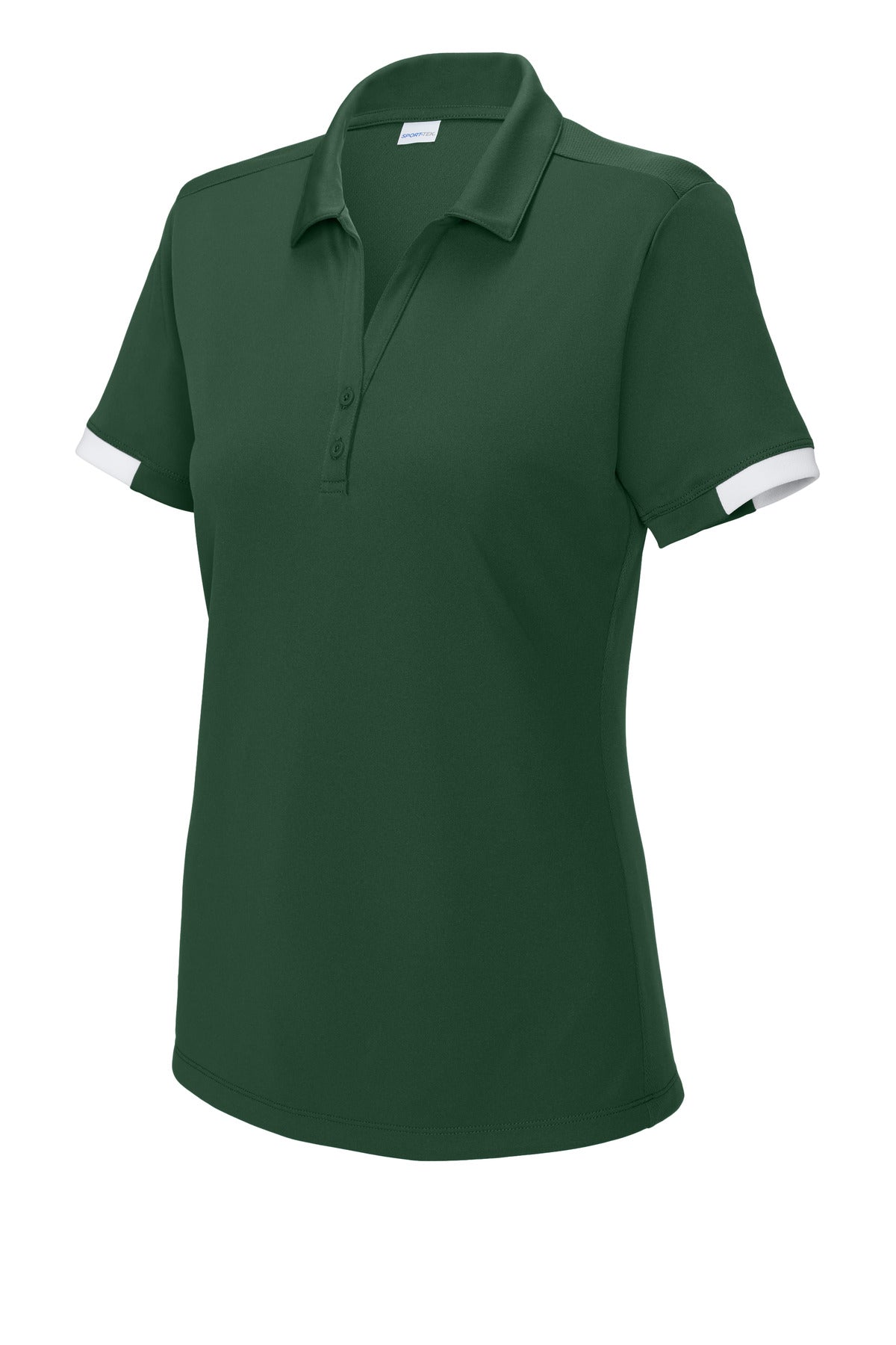 Front View of FrGn/White Sport-Tek Women's Club Colorblock Polo LST444