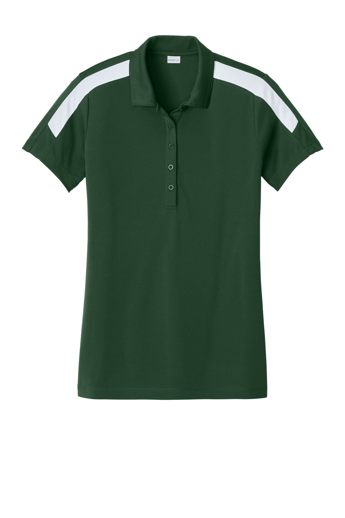 Front View of FrGn/White Sport-Tek Women's Competitor United Polo LST104