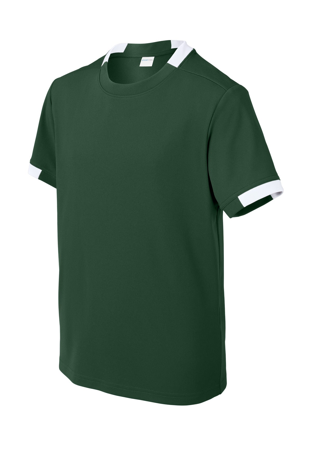 Front View of FrGn/White Sport-Tek Youth Club Short Sleeve Crew YST440