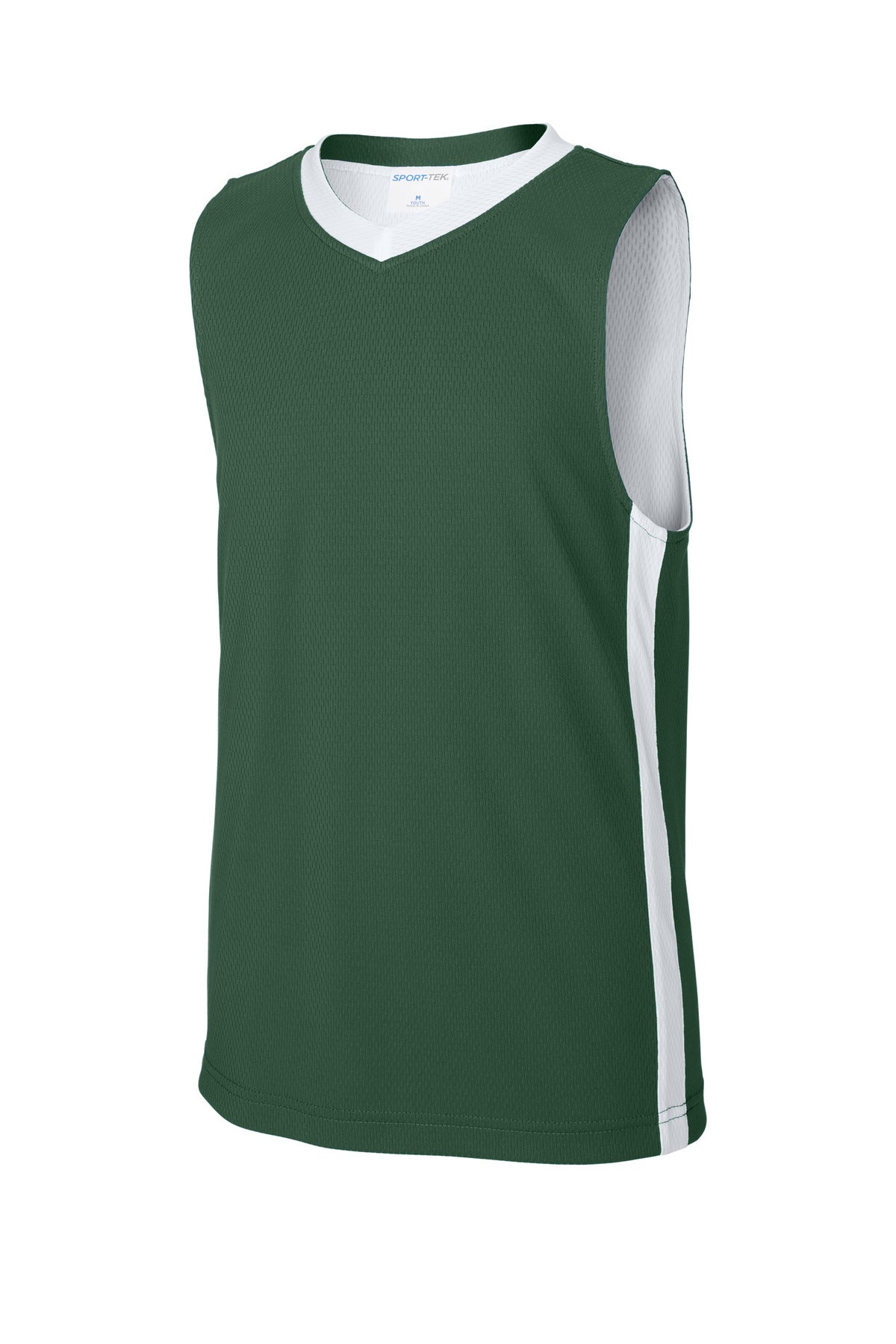 Front View of FrGn/White Sport-Tek Youth Rival Basketball Rev Jersey YST900