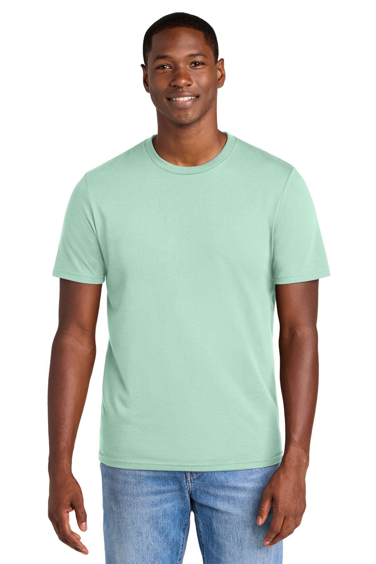 Front View of FrostdMint District Perfect Weight CVC Tee DT184