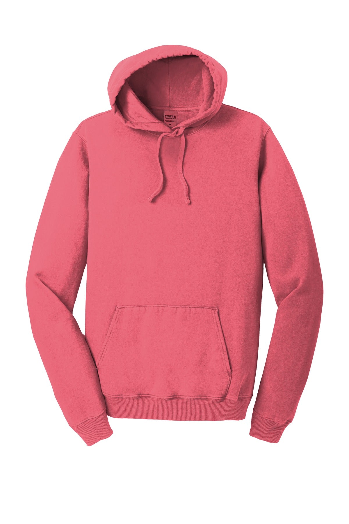 Front View of Fruit Punch Port & Co Beach Wash Garment-Dyed Pullover Hooded Sweatshirt. PC098H