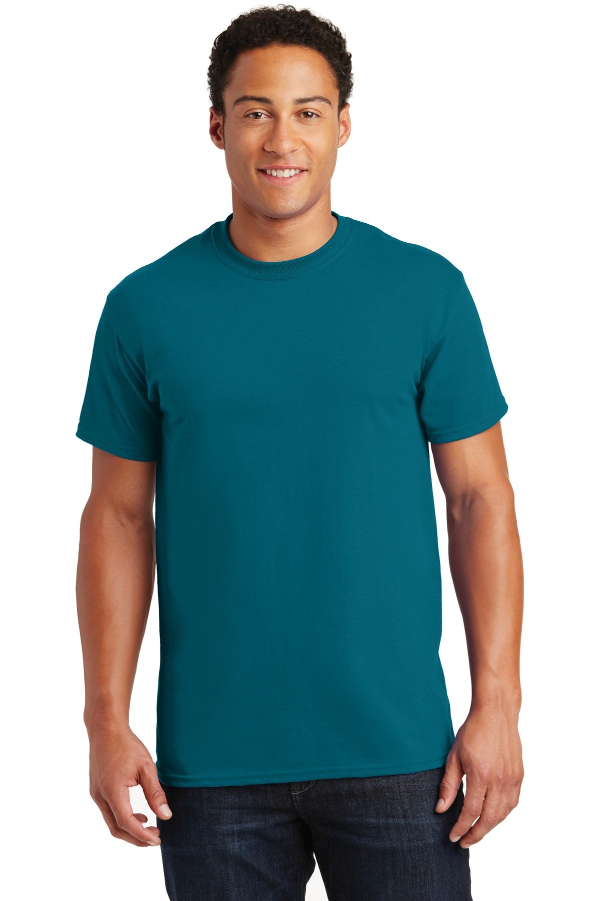 Front View of Galapagos Blue Gildan - Ultra Cotton 100% US Cotton T-Shirt. 2000