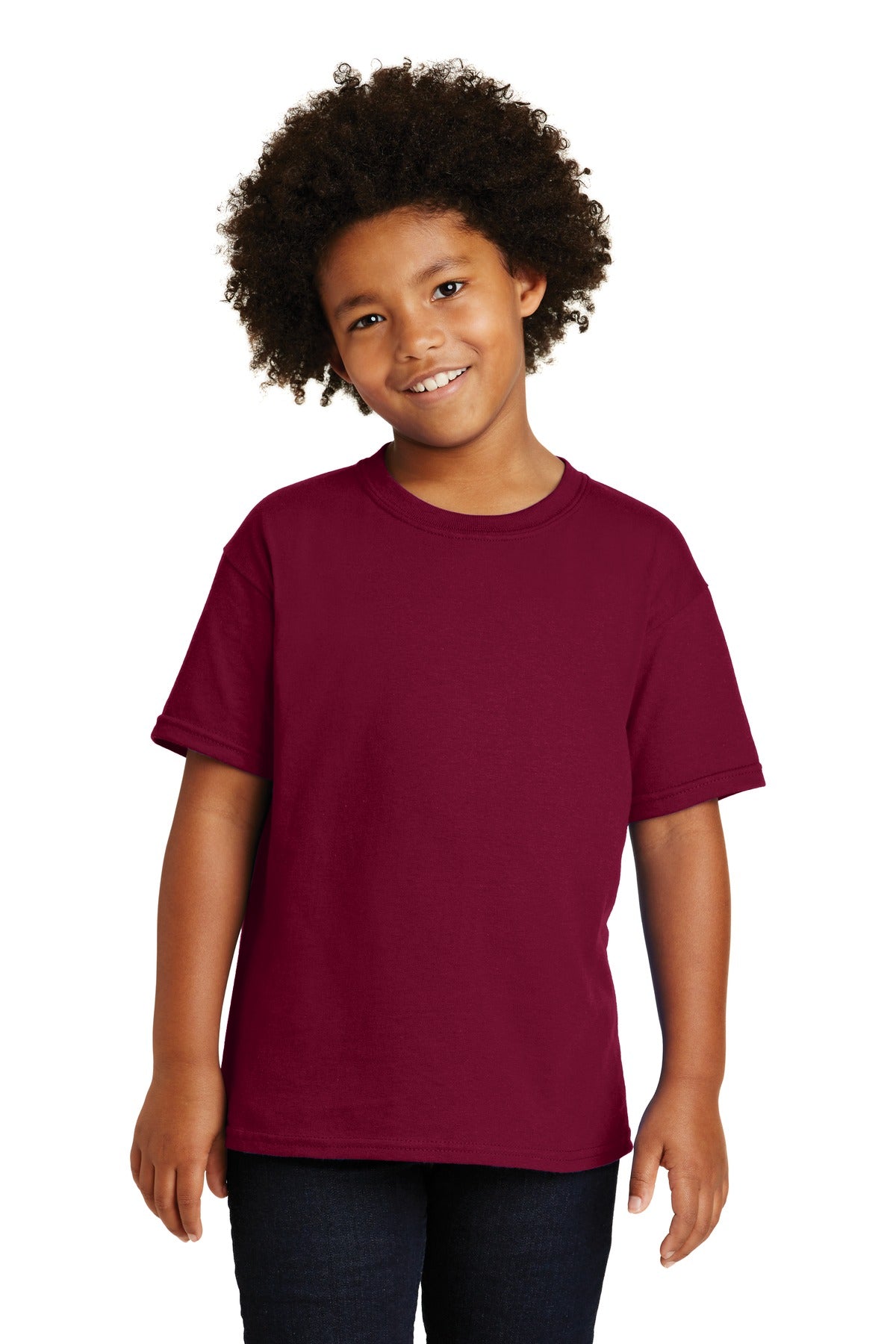 Front View of Garnet Gildan - Youth Heavy Cotton 100% Cotton T-Shirt. 5000B