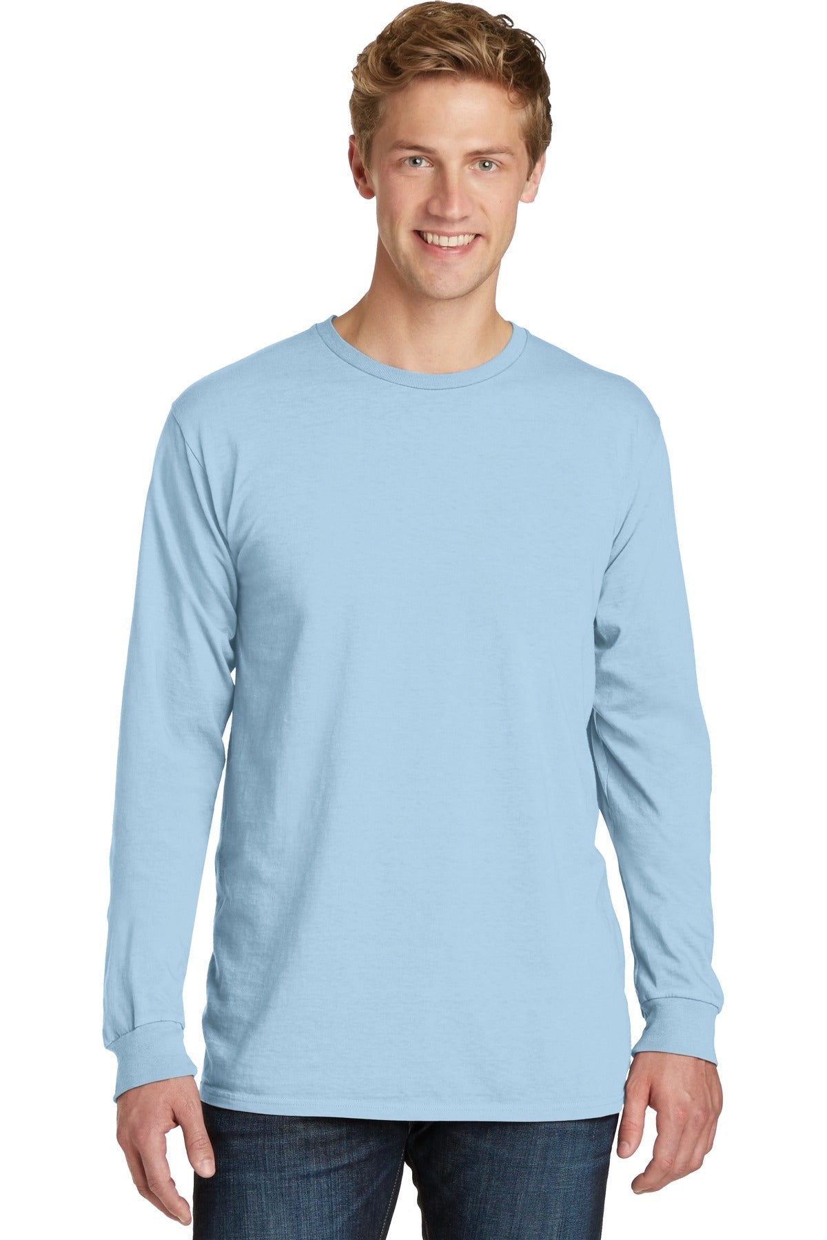 Front View of Glacier Port & Co Beach Wash Garment-Dyed Long Sleeve Tee PC099LS