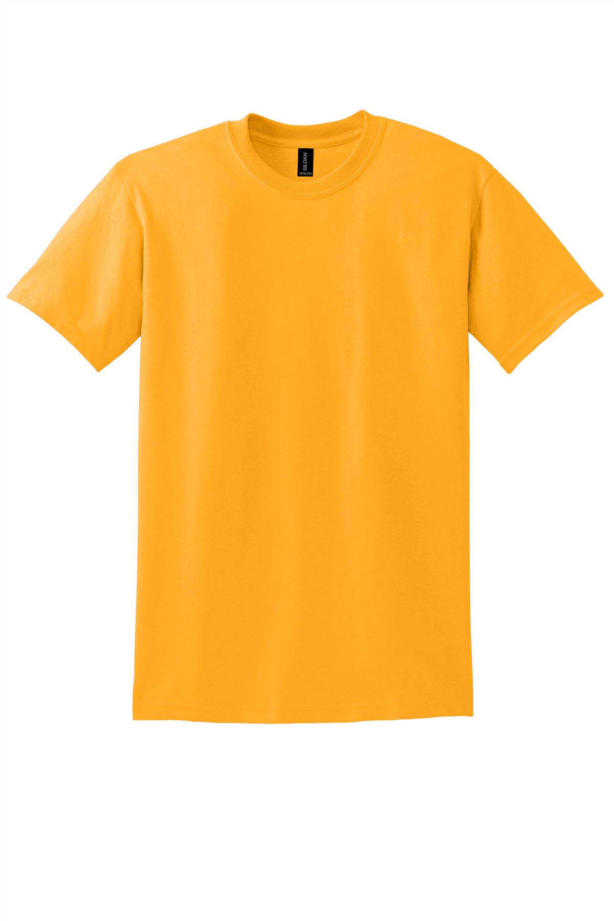 Front View of Gold Gildan DryBlend 50 Cotton/50 Poly T-Shirt. 8000