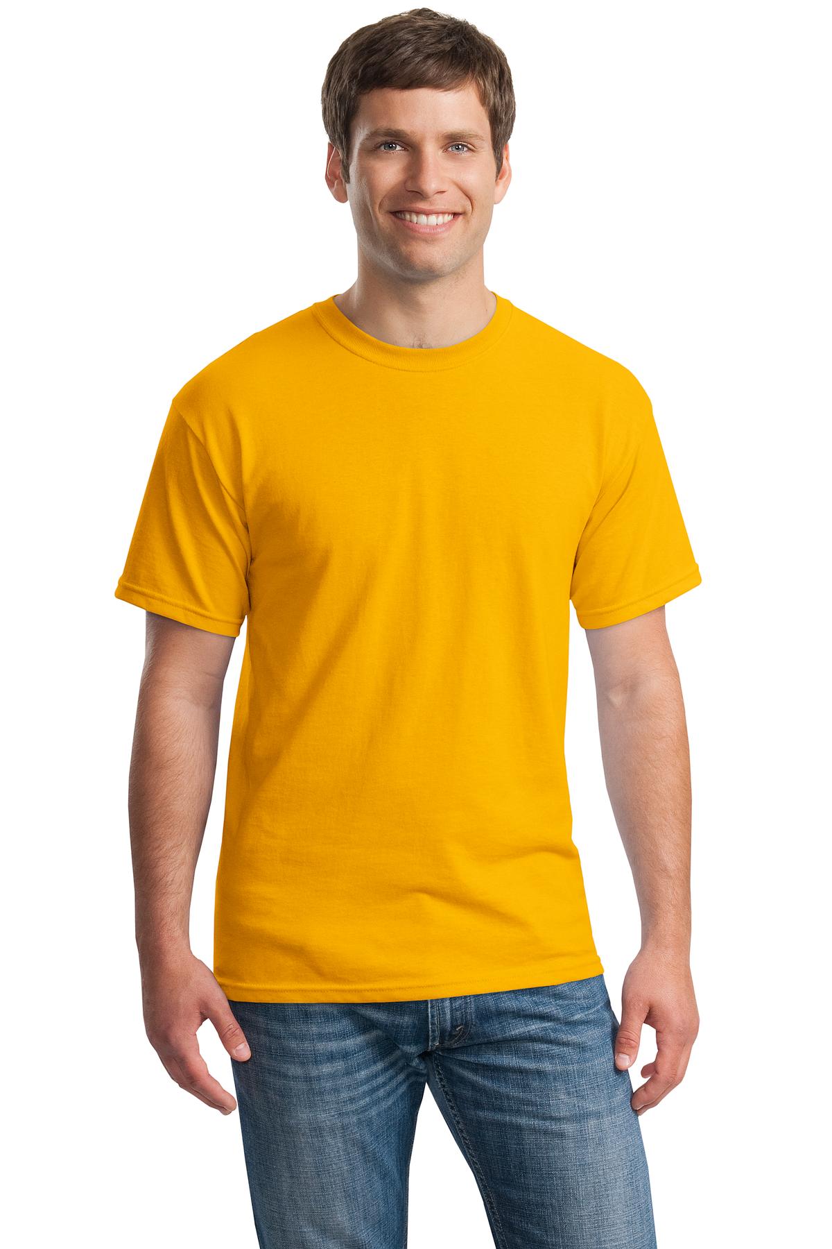 Front View of Gold Gildan - Heavy Cotton 100% Cotton T-Shirt. 5000
