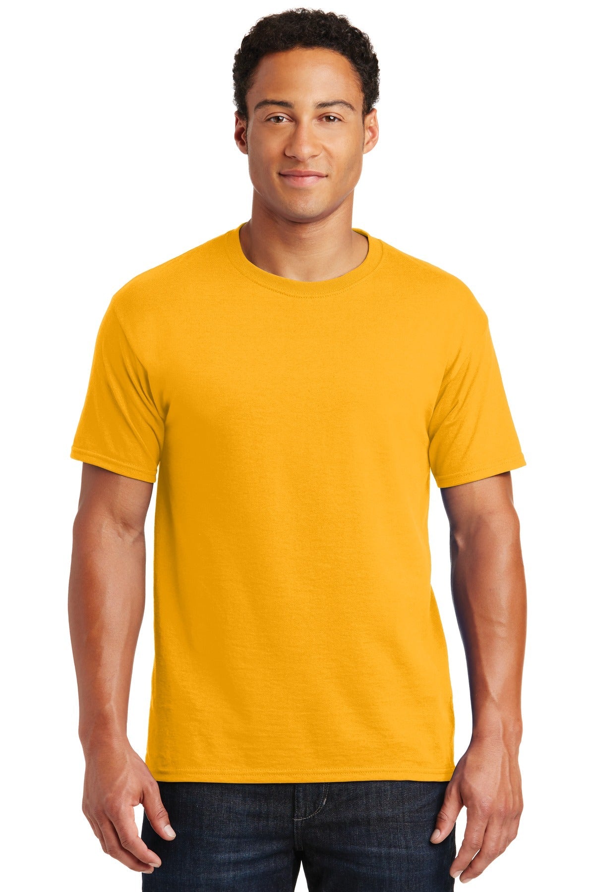 Front View of Gold Jerzees - Dri-Power 50/50 Cotton/Poly T-Shirt. 29M