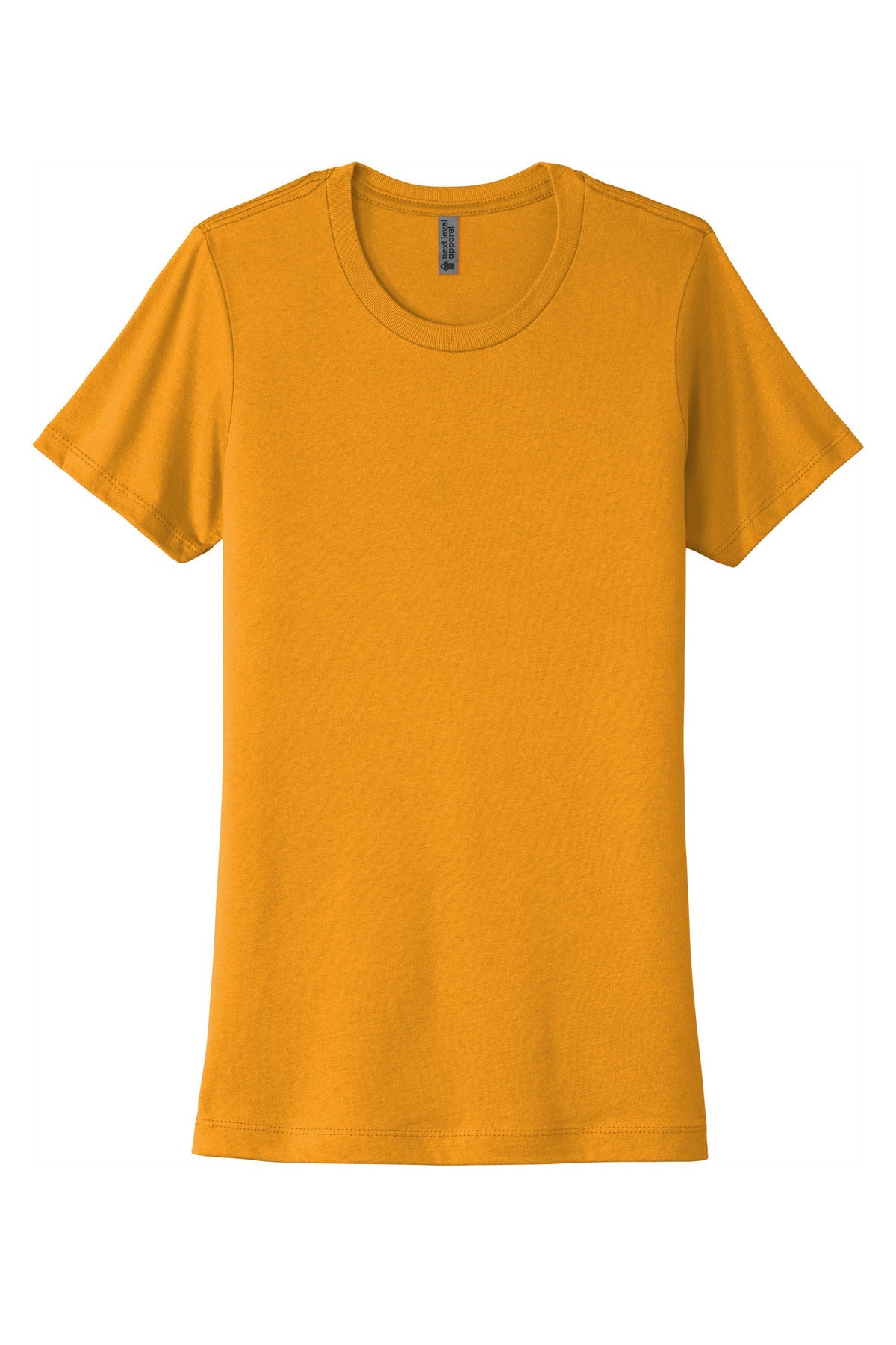 Front View of Gold Next Level Apparel Women's Cotton Tee. NL3900