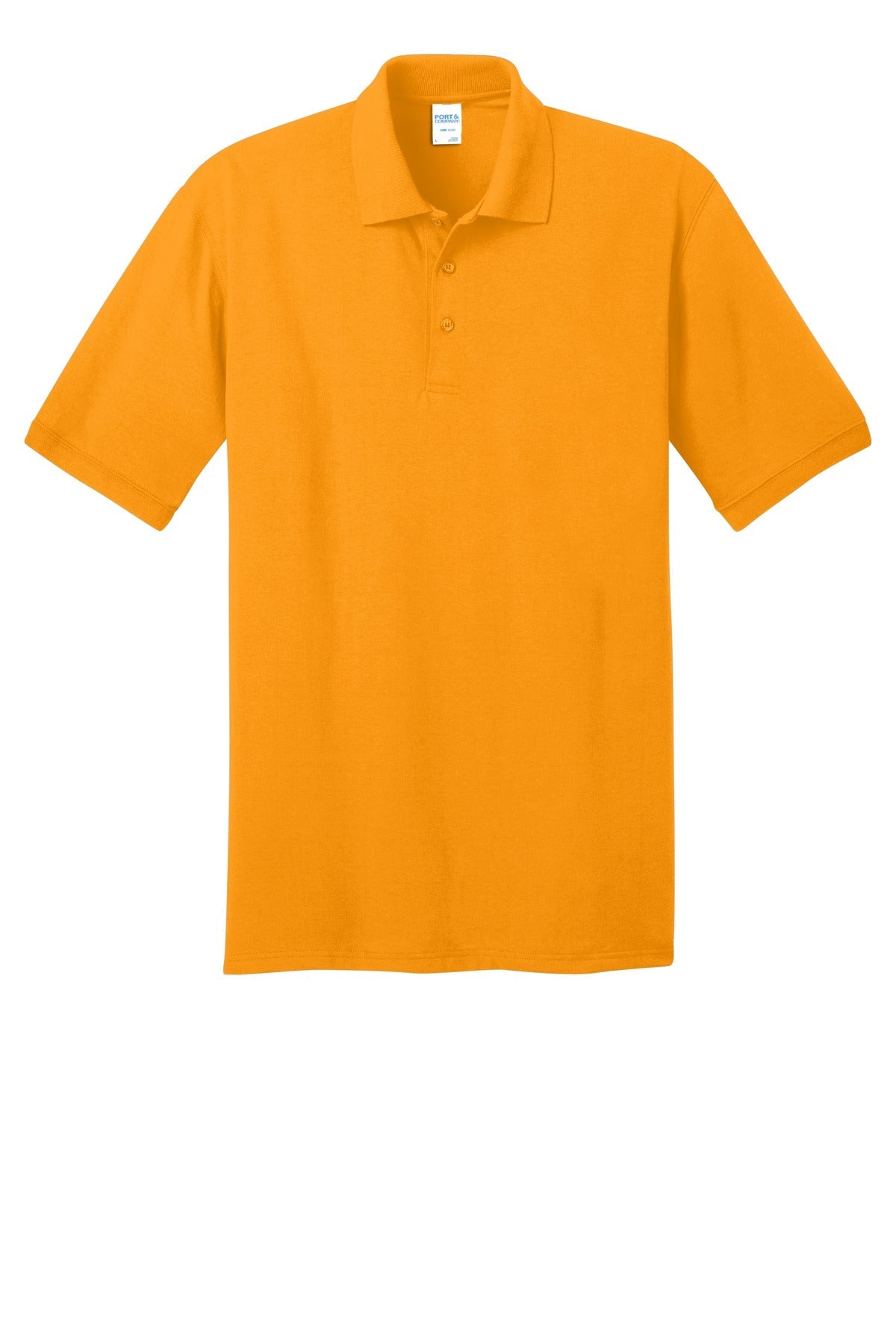Front View of Gold Port & Co Core Blend Jersey Knit Polo. KP55