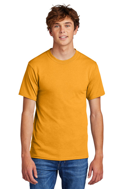 Front View of Gold Port & Co Core Blend Tee. PC55