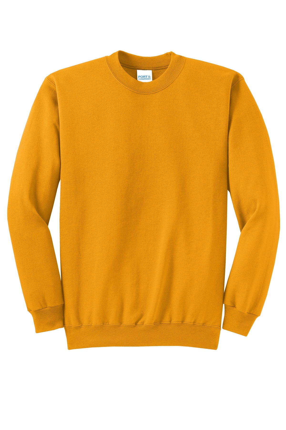 Front View of Gold Port & Co Core Fleece Crewneck Sweatshirt. PC78