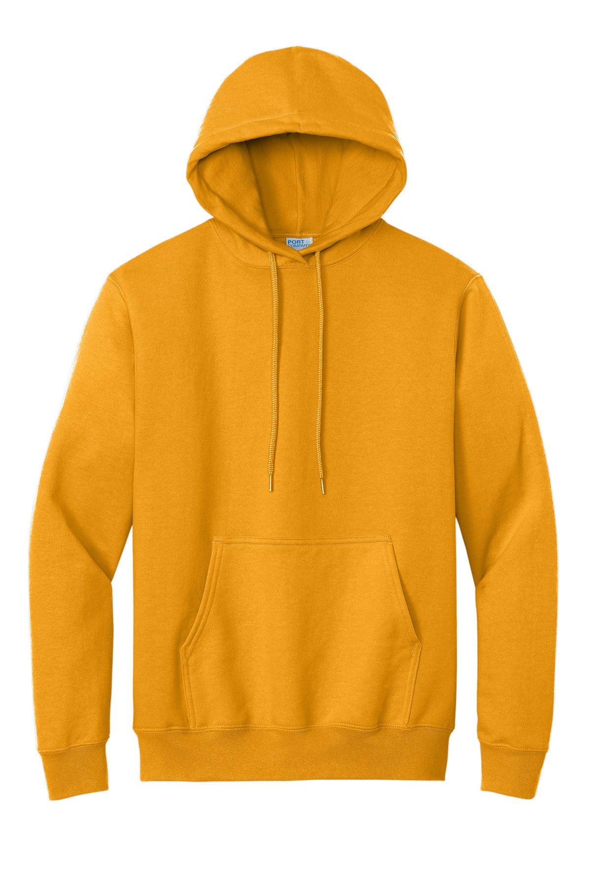 Front View of Gold Port & Co Essential Fleece Pullover Hooded Sweatshirt. PC90H