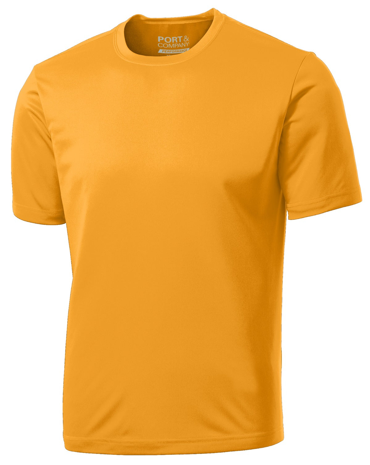 Front View of Gold Port & Co Performance Tee. PC380