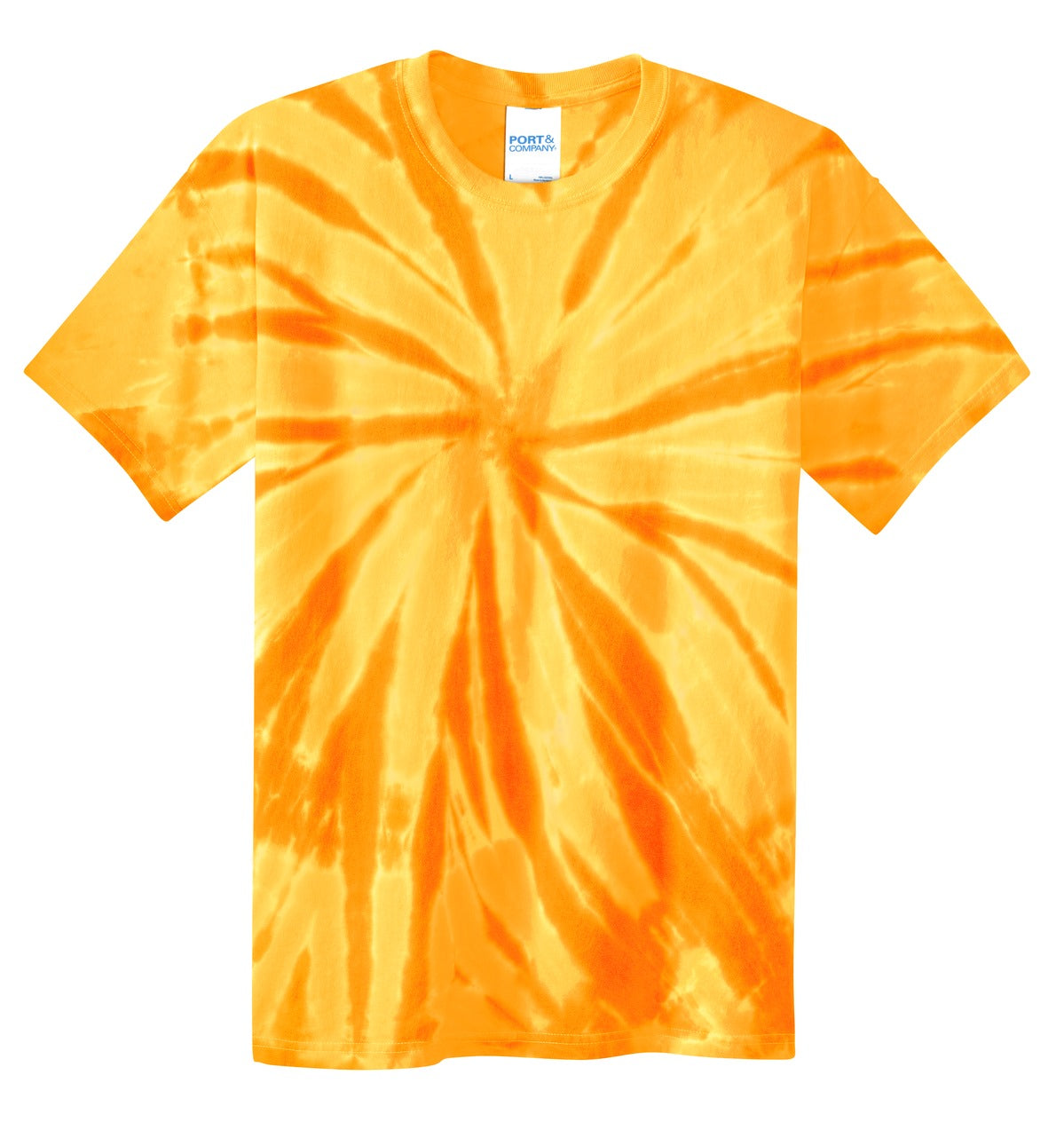 Front View of Gold Port & Co Youth Tie-Dye Tee. PC147Y