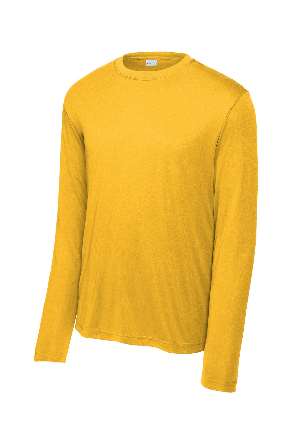 Front View of Gold Sport-Tek Long Sleeve PosiCharge Competitor Tee. ST350LS