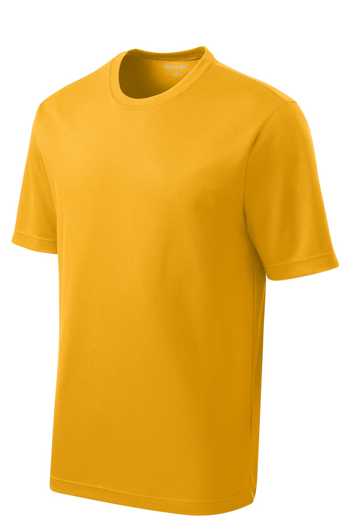 Front View of Gold Sport-Tek PosiCharge RacerMesh Tee. ST340