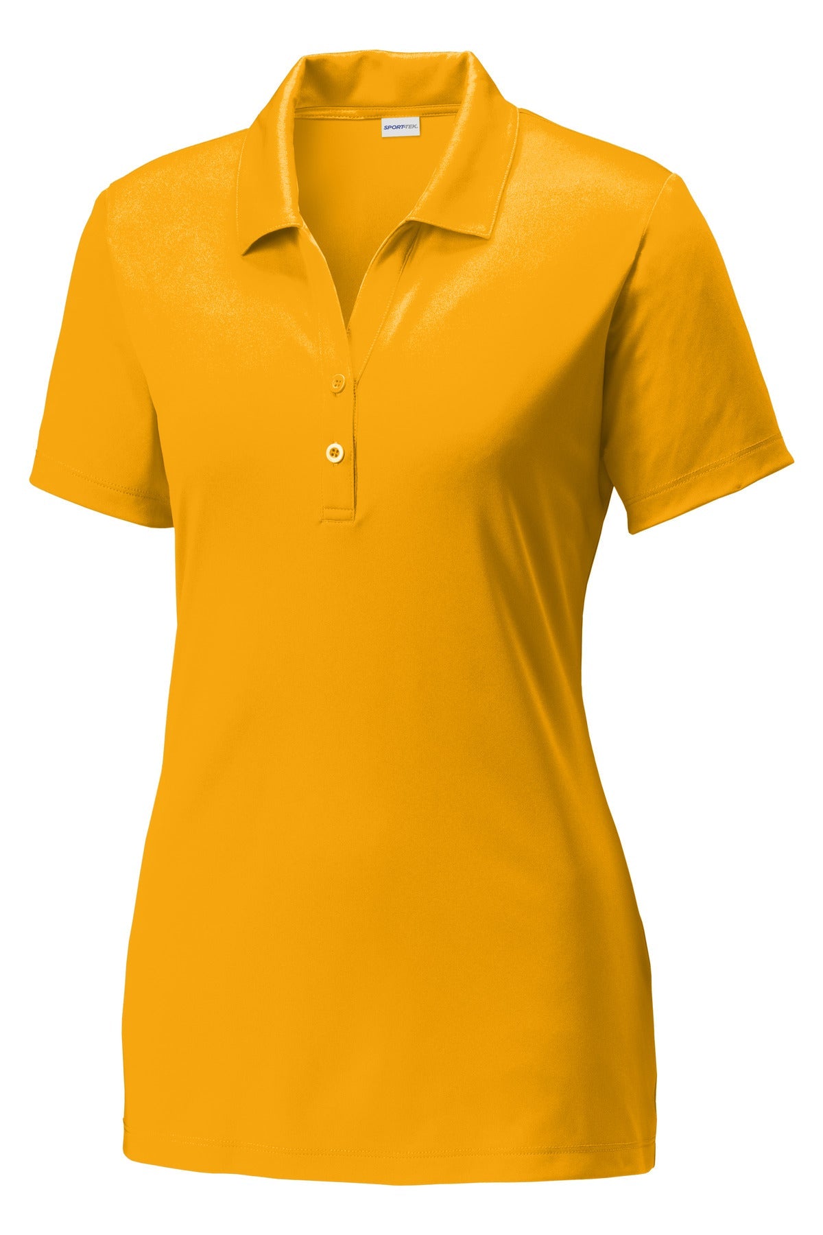 Front View of Gold Sport-Tek Women's PosiCharge Competitor Polo. LST550