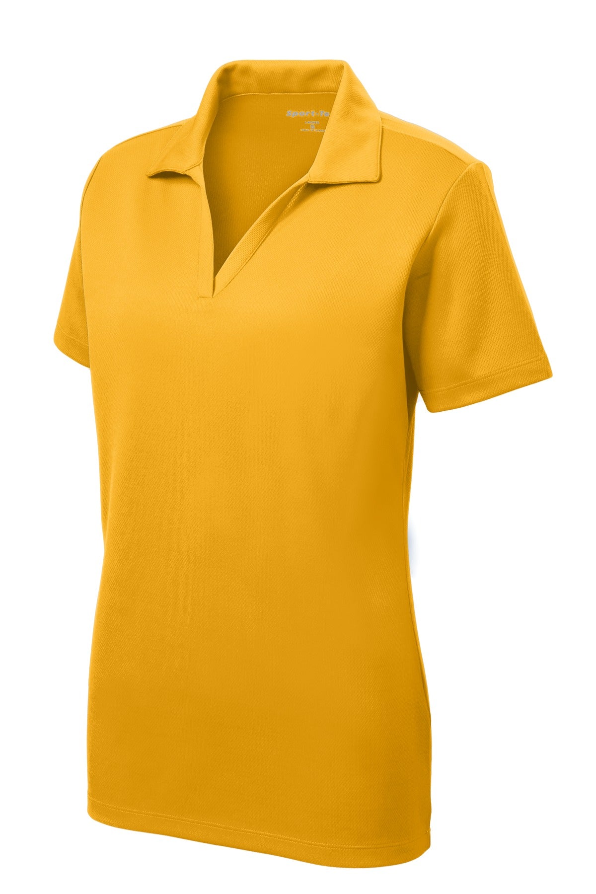 Front View of Gold Sport-Tek Women's PosiCharge RacerMesh Polo. LST640