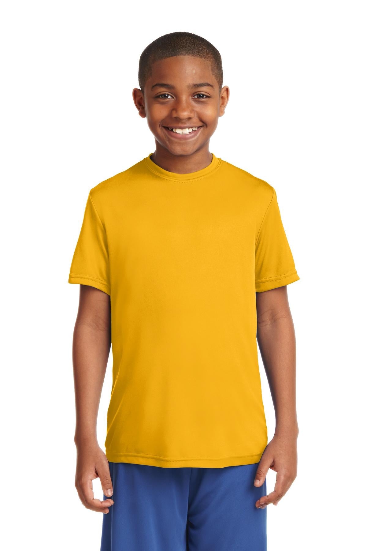 Front View of Gold Sport-Tek Youth PosiCharge Competitor Tee. YST350