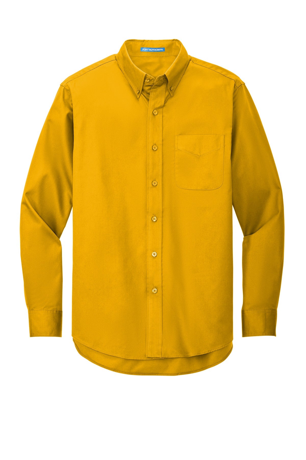 Front View of Gold/Gold Port Authority Long Sleeve Easy Care Shirt S608