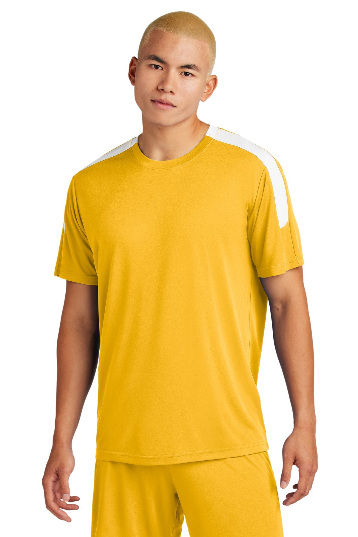 Front View of Gold/White Sport-Tek Competitor United Crew ST100