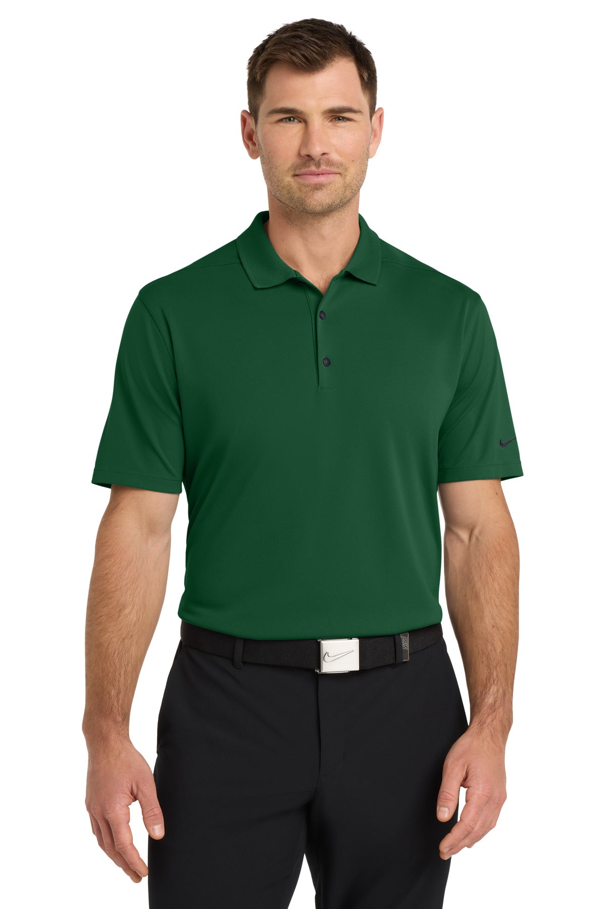 Front View of GorgeGreen Nike Dri-FIT Micro Pique 2.0 Polo NKDC1963