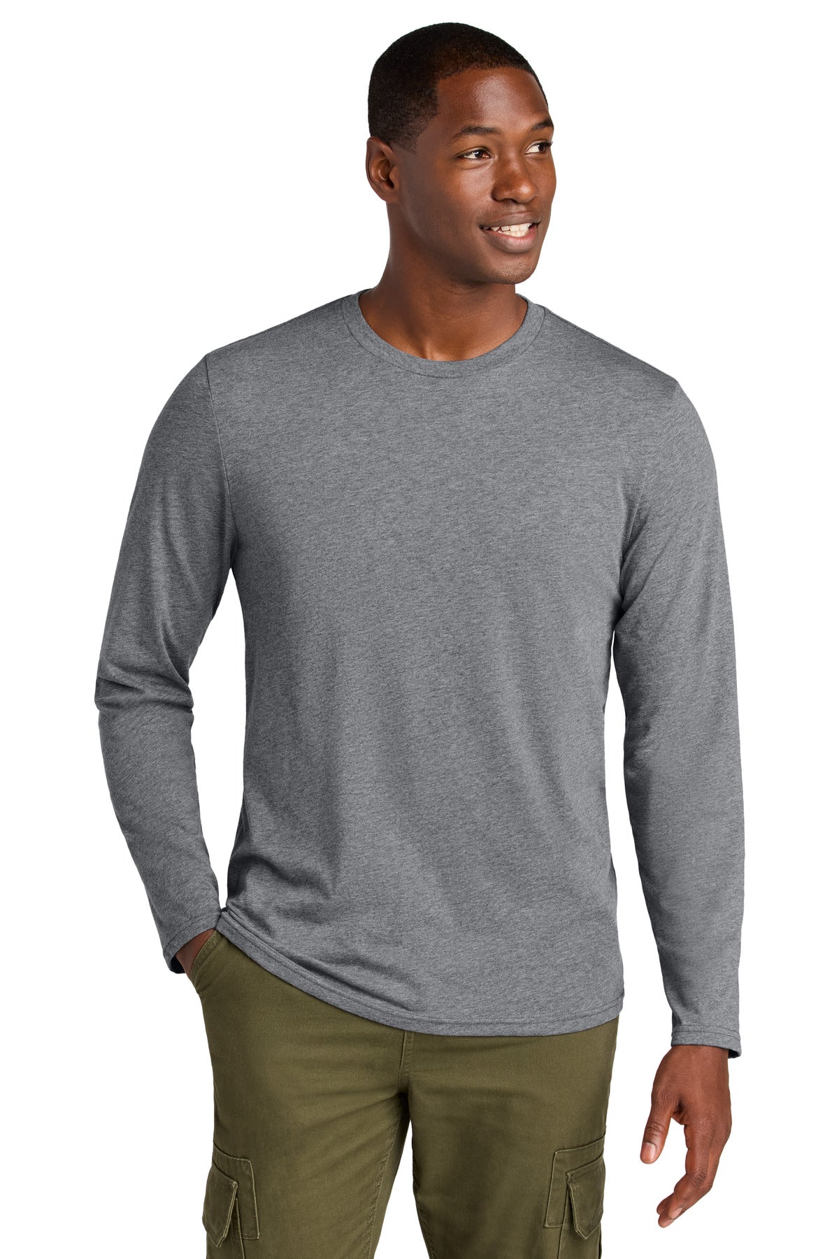 Front View of GphHeather District Perfect Weight CVC Long Sleeve Tee DT185