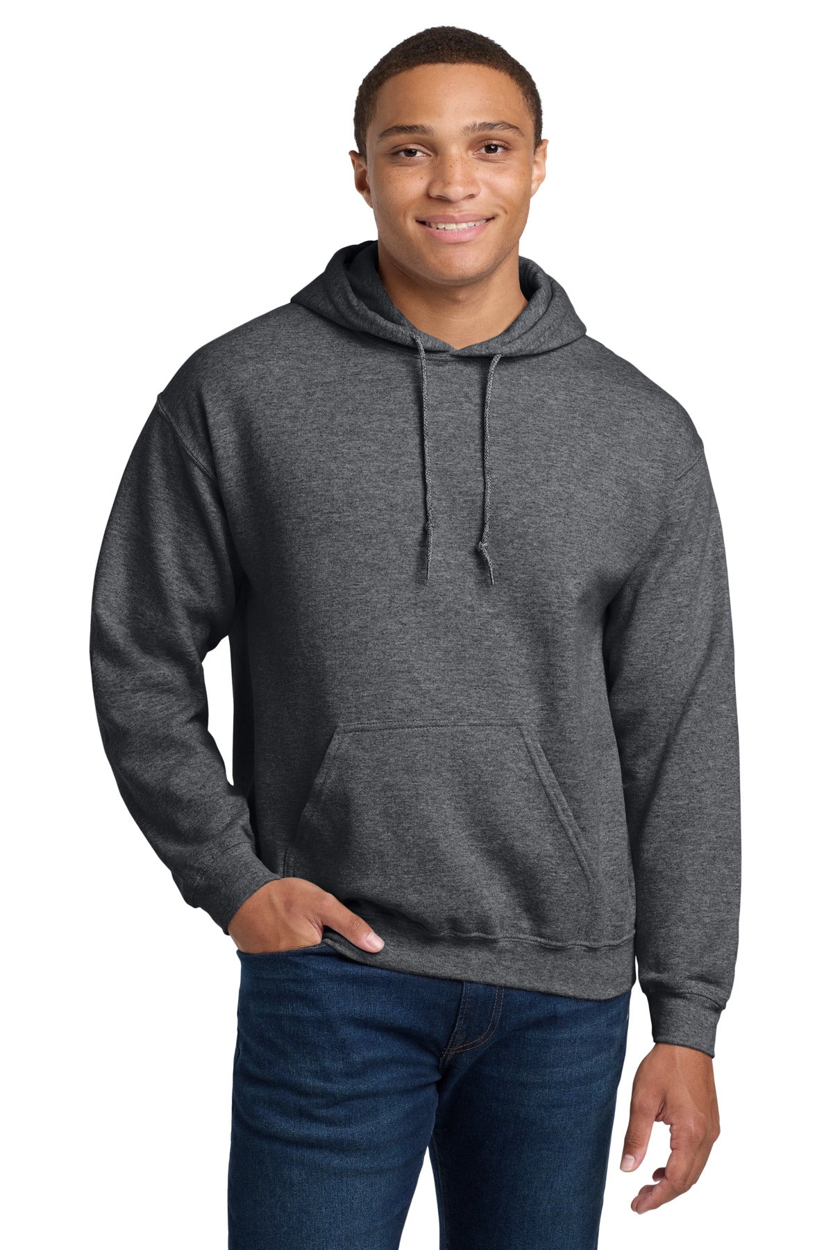 Front View of GphHeather Gildan - Heavy Blend Hooded Sweatshirt. 18500