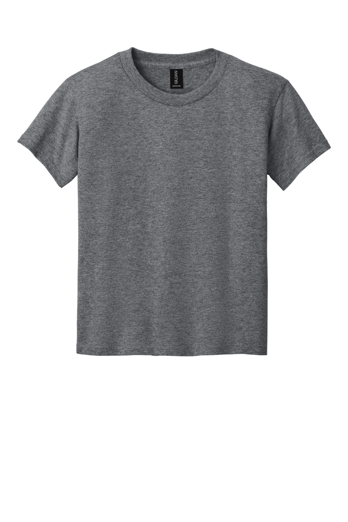 Front View of GphHeather Gildan Youth DryBlend 50 Cotton/50 Poly T-Shirt. 8000B