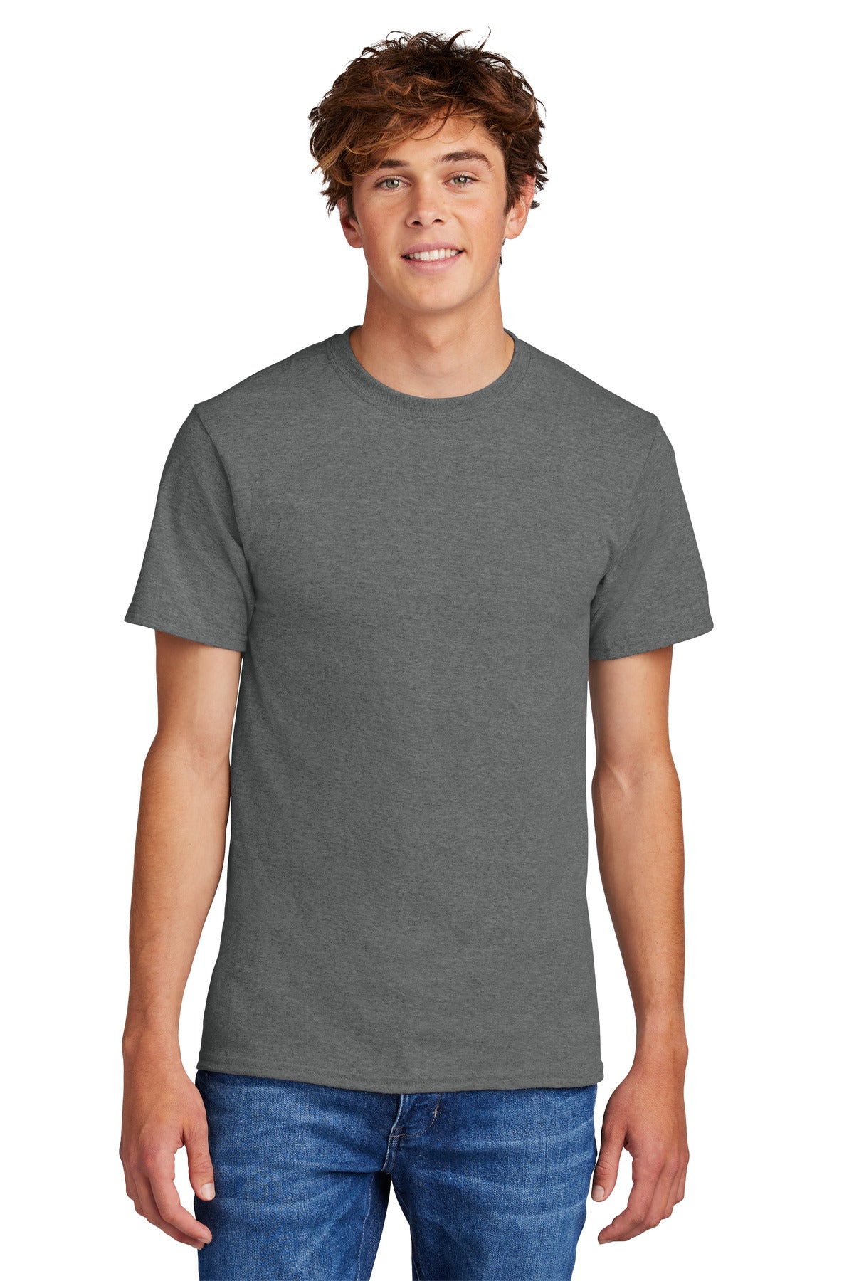 Front View of GphHeather Port & Co Core Blend Tee. PC55