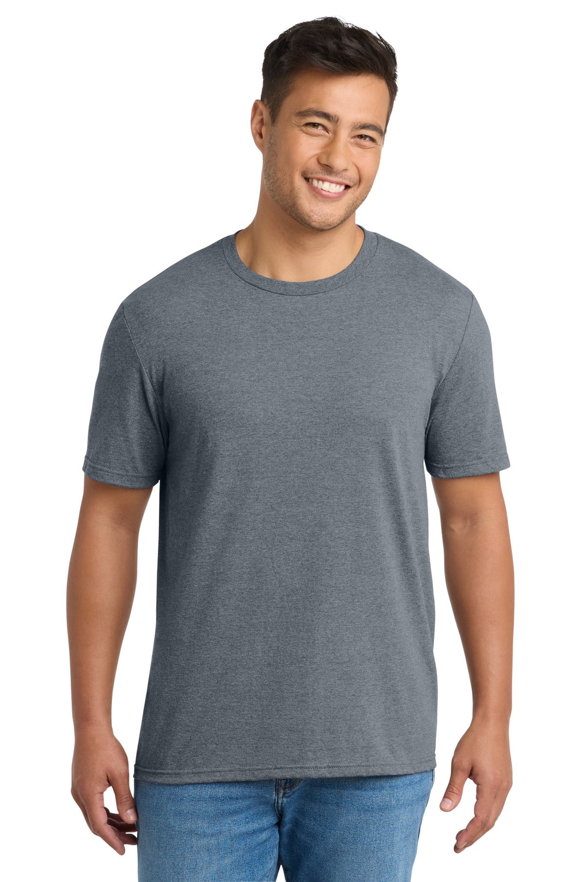 Front View of GphHeather Port & Co Tri-Blend Tee. PC330