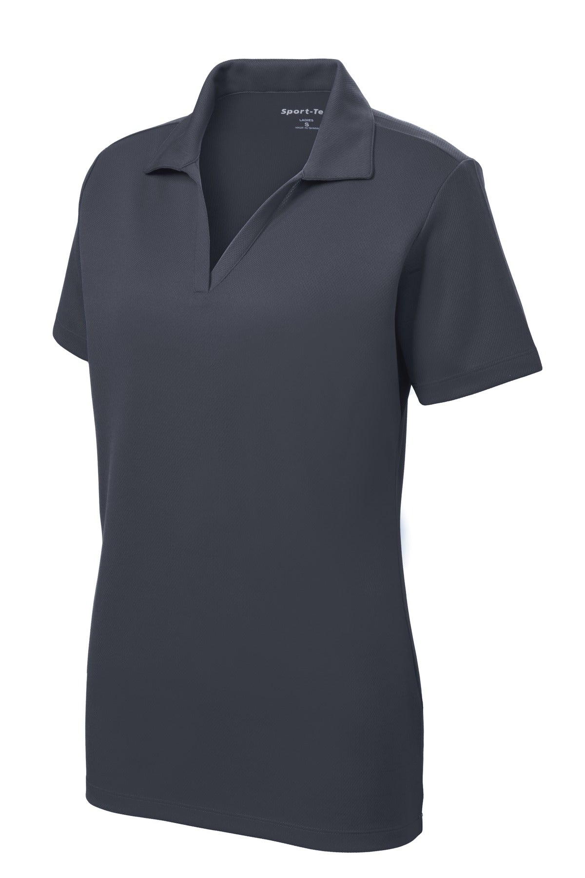 Front View of Graphite Grey Sport-Tek Women's PosiCharge RacerMesh Polo. LST640
