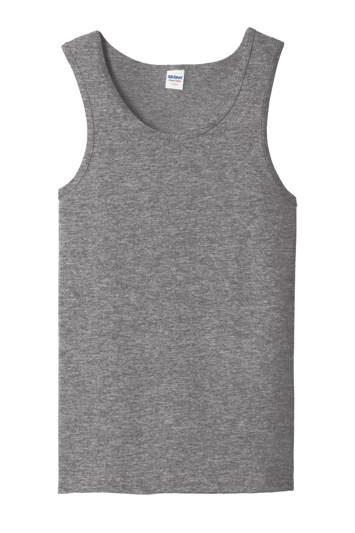 Front View of Graphite Hthr Gildan Heavy Cotton Tank Top. G5200