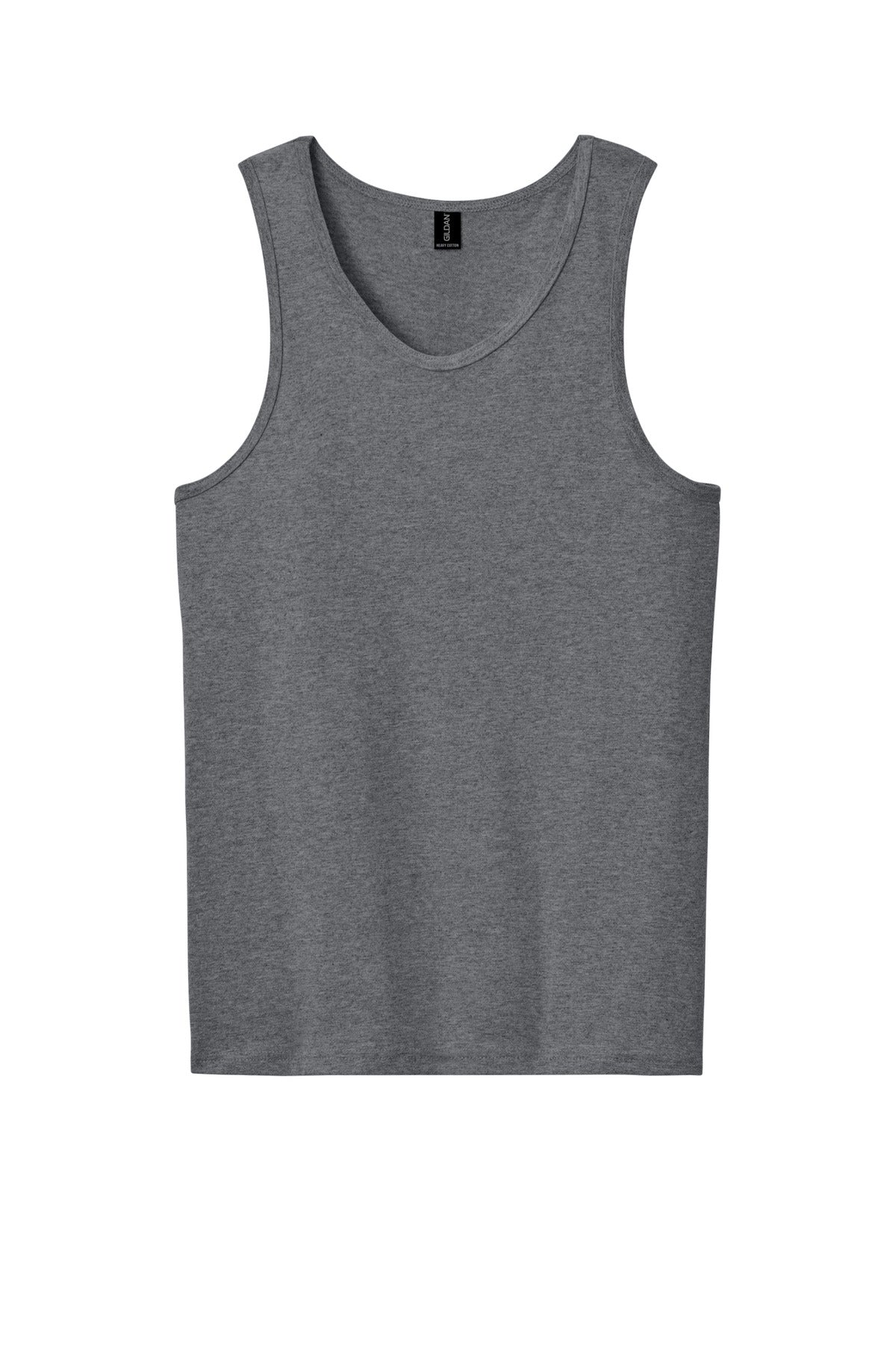 Front View of Graphite Hthr Gildan Heavy Cotton Tank Top. G5200