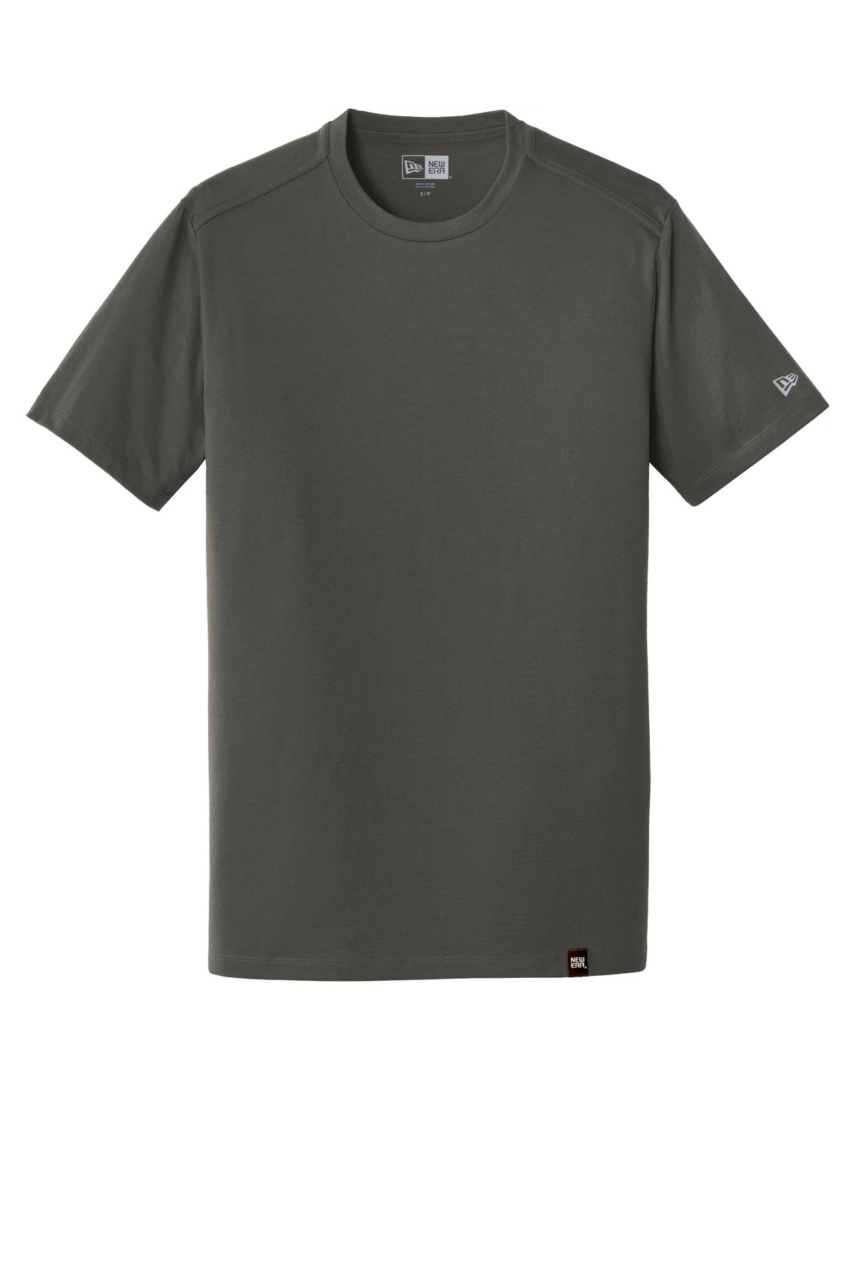 Front View of Graphite New Era Heritage Blend Crew Tee. NEA100