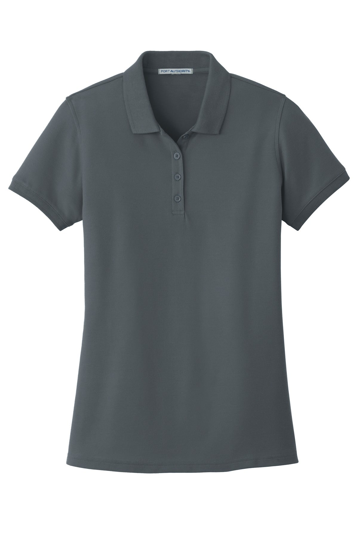 Front View of Graphite Port Authority Women's Core Classic Pique Polo. L100