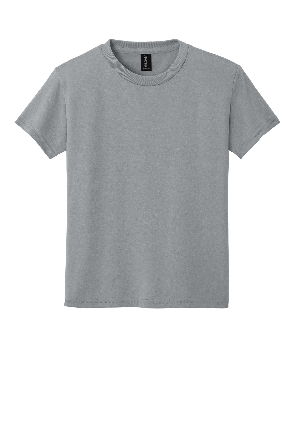 Front View of Gravel Gildan Youth DryBlend 50 Cotton/50 Poly T-Shirt. 8000B