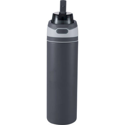 Front View of Gray Elvin 28oz Recycled Stainless Flip Straw Bottle plain