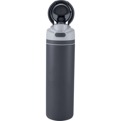 Front View of Gray Elvin 28oz Recycled Stainless Flip Straw Bottle plain