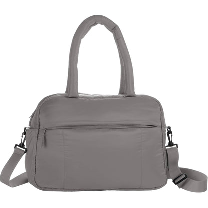 Front View of Gray Puffer Recycled Duffle Bag plain
