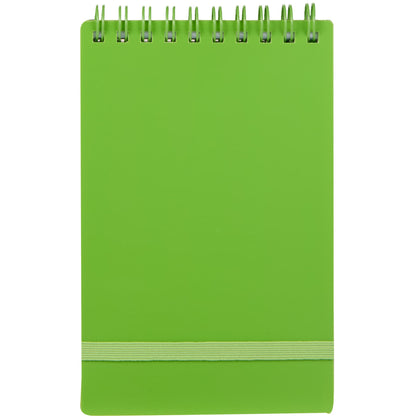 Front View of Green 3" x 5" Recycled Stand Up Pocket Jotter plain
