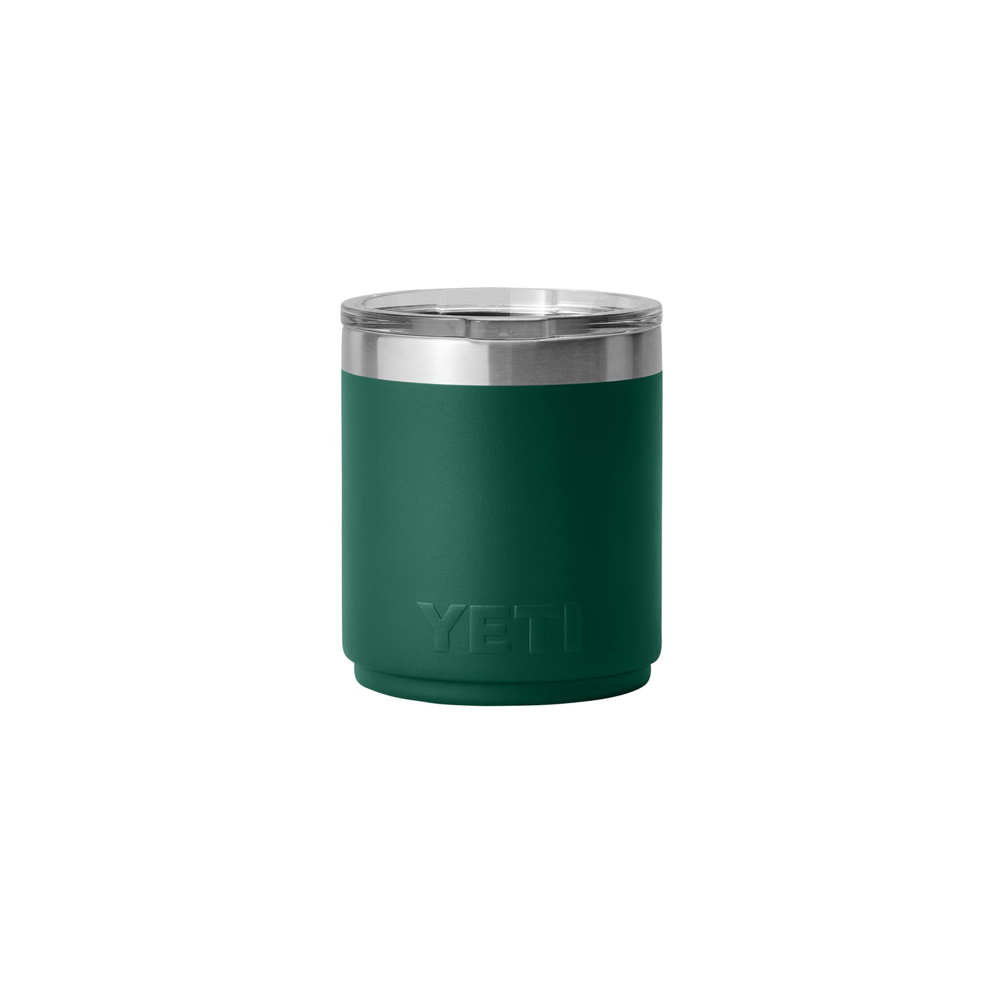 Front View of Green-Black-Forest Rambler® 10 oz Stackable Lowball with MagSlider™ Lid plain