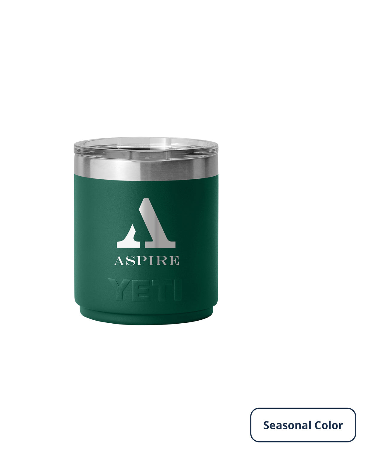 Front View of Green-Black-Forest Rambler® 10 oz Stackable Lowball with MagSlider™ Lid