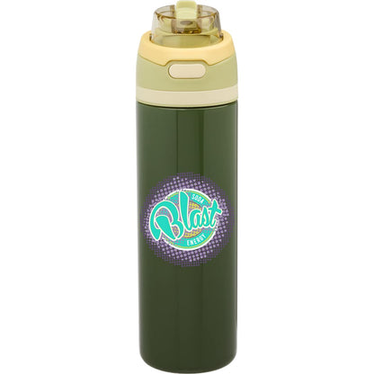 Front View of Green Elvin 28oz Recycled Stainless Flip Straw Bottle