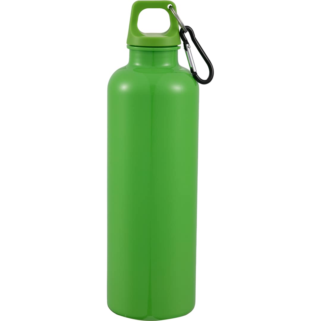 Front View of Green Race 25oz  Recycled Bottle with Carabiner plain