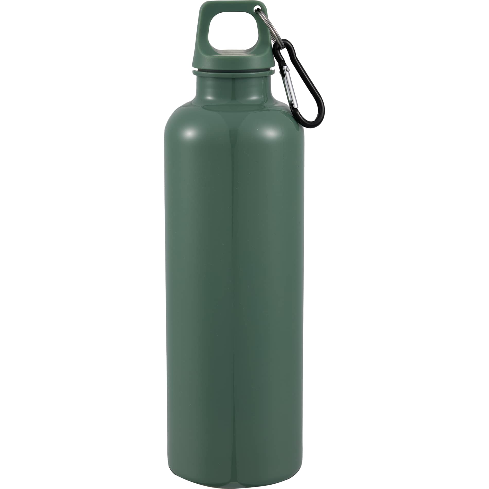 Front View of Green Race 25oz  Recycled Bottle with Carabiner plain